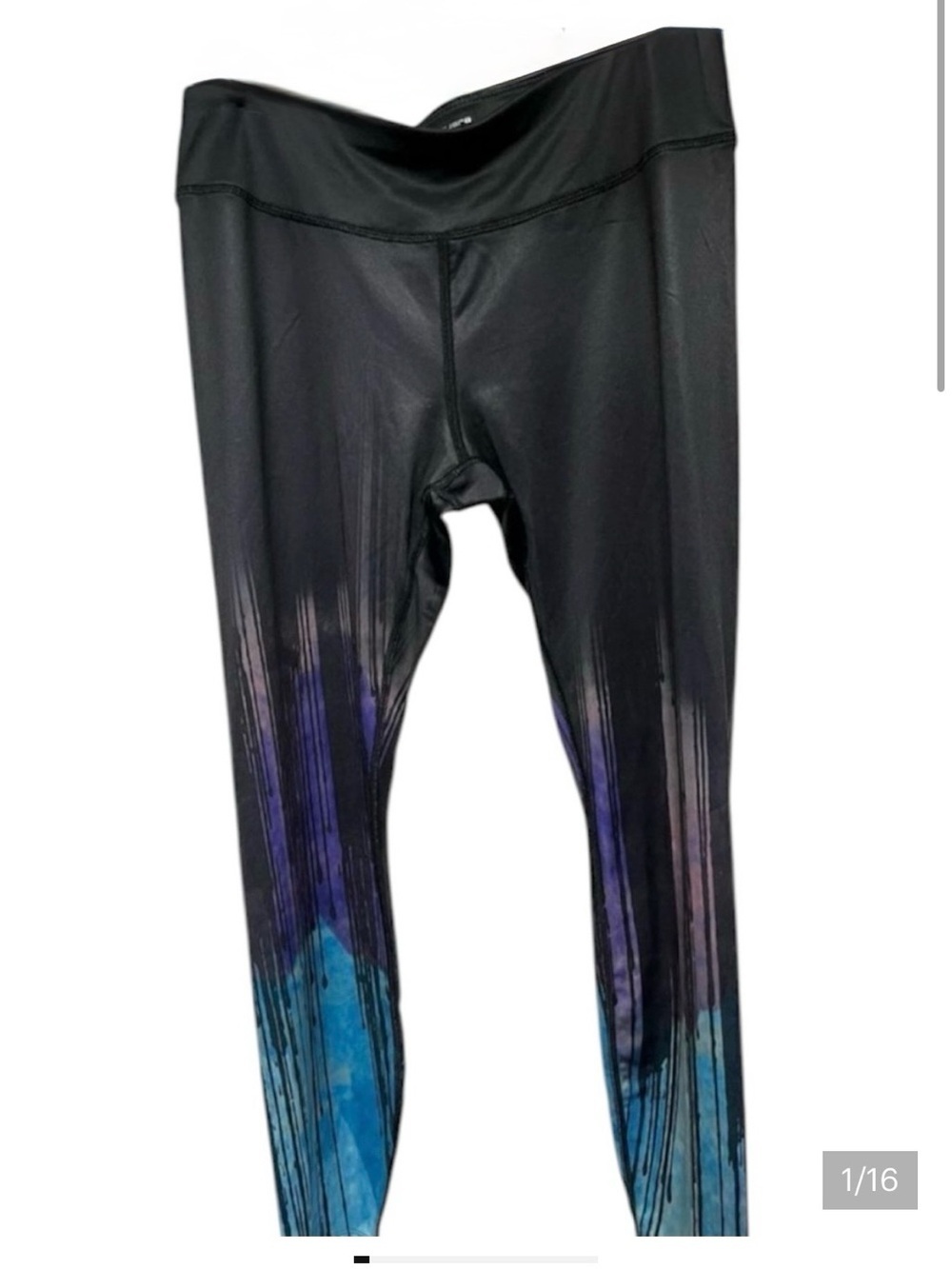 Layer 8 Ombre Performance Leggings Black Blue Purple Athletic Pants Large